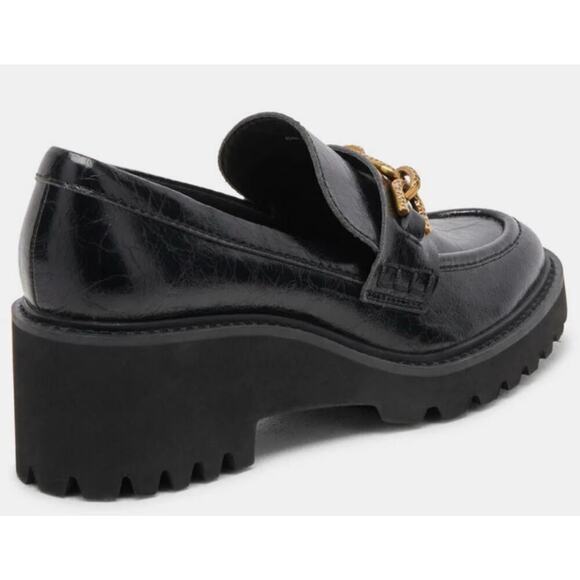 NEW Dolce Vita Harlen Black Platform Leather Loafers Size - Picture 2 of 8